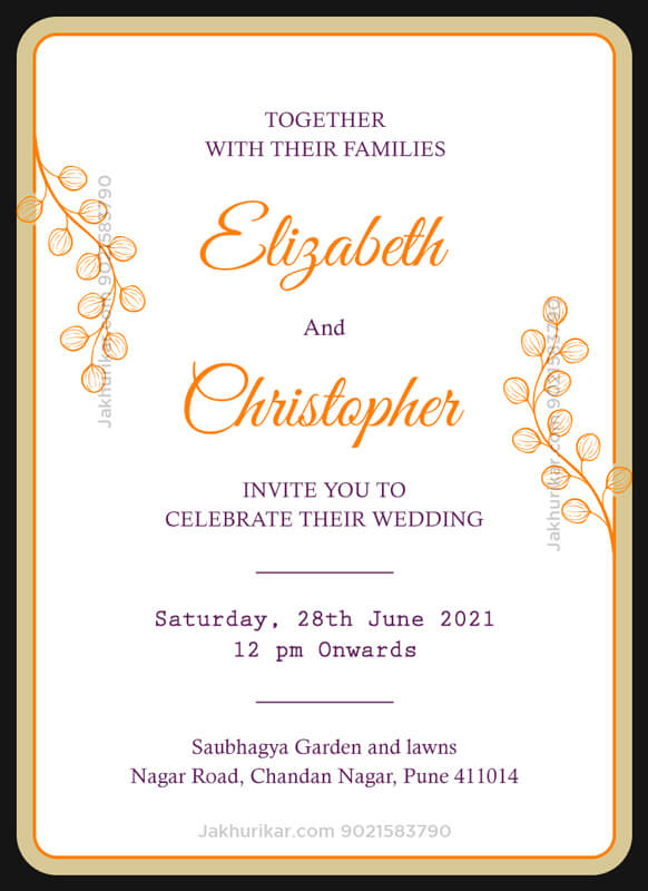  wedding invitation format in english | english marriage card | Royal Wedding Invitation 